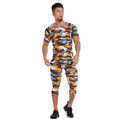 

Toponeto Fashion Mens Printed Elastic Fitness Breathable Fast Drying Sports Tight Suit