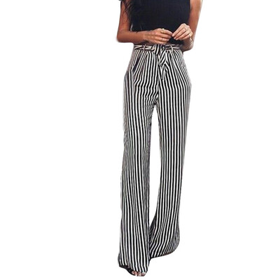 

Tailored Women Sexy High Waist Stripe Print Floral Wide Leg Pants
