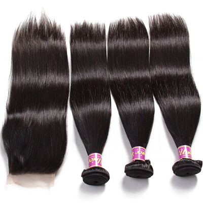 

UNice 8A Malaysian Straight Hair Bundles with Closure Virgin Human Hair
