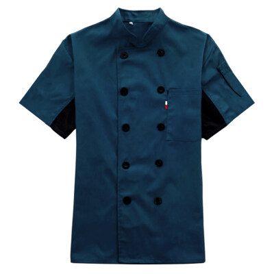 

Chef Jacket Coat Short Sleeve Stand Collar Double Breasted Kitchen Cook Work Top