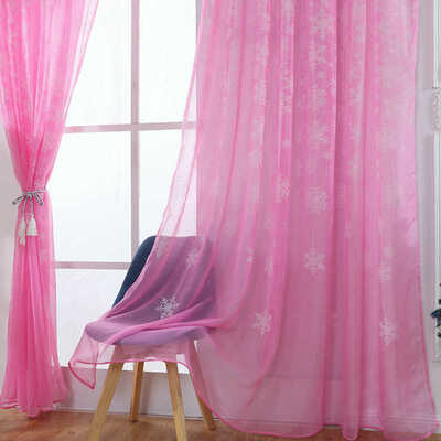 

Nordic Home Window Curtain snowflake print semi-shade Transparent Curtain Decorative Drapery for bedroom livingroom office decor