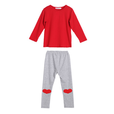 

Kids Baby Boys Girls Long Sleeve T-shirt Tops Heart Print Pants Outfit Set