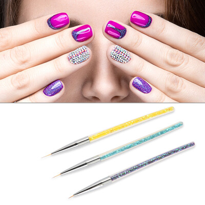 

3pcs Professional Nail Art Liner Drawing Sequins Design Pen Three Color Handle Manicure Nail Painting Pen Nail Painting Brush