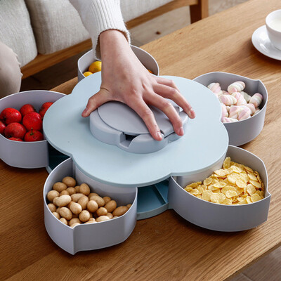 

〖Follure〗Creative Flower Candy Box Plum Blossom Rotating Fruit Bowl With Mobile Phone Holder Dried Fruit Box