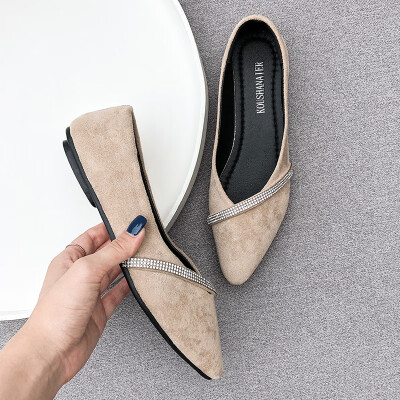 

Nethong pointed single shoe female summer style Korean version 100 sets of shallow flat sole shoe Water Diamond Fairy wind gentle