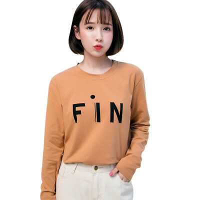 

Letter T shirt Women Autumn Long-Sleeved Solid Harajuku Cotton Blend Tshirt Spring Autumn Befree Riverdale