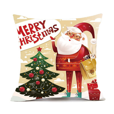 

Tailored Merry Christmas Pillow Cases Cotton Linen Sofa Cushion Cover Home Decor