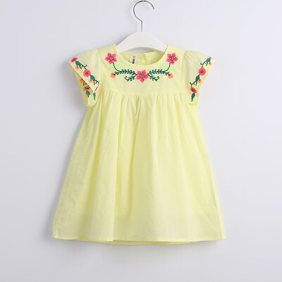 

Toddler Kids Baby Girls Clothes Flower Embroidery Short Sleeve Princess Dress