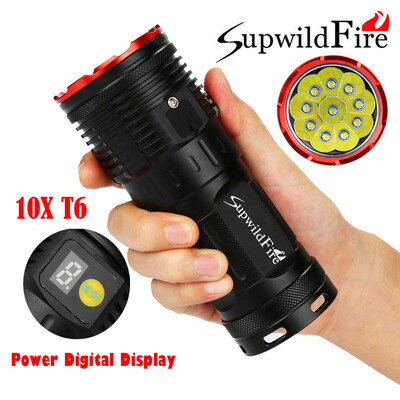 

Saidsome Supwildfire 30000LM 10 x XM- T6 LED Power Digital Display Hunting Flashlight flashlight lamp