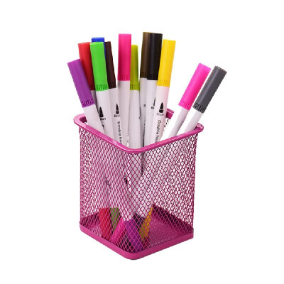 

Mesh Pen Pencil Holder Metal Pen Organizer Storage Stationery Container Square Padded Base for Desk School Office