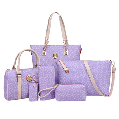 

Tailored Women 2019 new 6PC fashion Shoulder Bag Casual Handbag Wallet Key Bag Clutch Bag