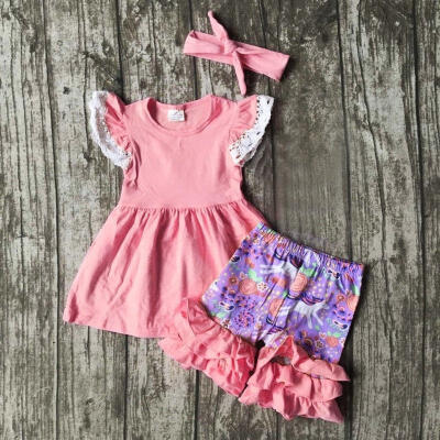 

Summer Toddler Kids Girls Unicorn Tops Dress Shorts 3Pcs Outfits Set Clothes