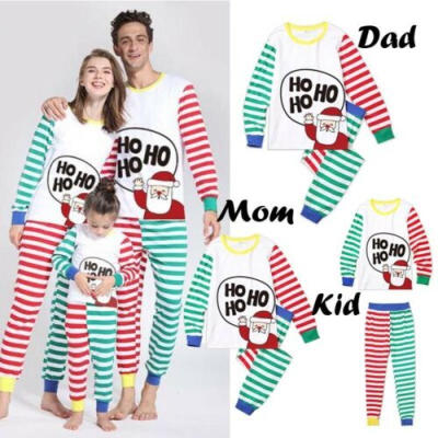 

USA Family Matching Pajamas Set Adult Kids Baby Striped Sleepwear Nightwear Pjs