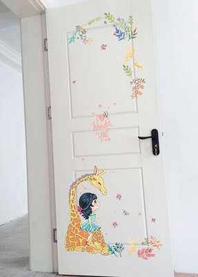 

〖Follure〗Giraffe Girl Stickers Decorative Creative Removable Wall Stickers