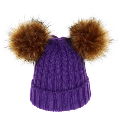 

Tailored Mother&Me Women Cap Balls Warm Detachable Copper Button Thickening Hat