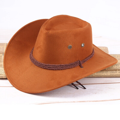 

Unisex Women Men Wide Brim Hat Western Cowboy Hat Retro Leather Fedoras Hat Jazz Hat