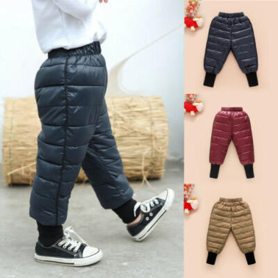 

1-5Y Kids Baby Boy Pants Winter Warm Cotton Down Pants Childrens Trousers UK