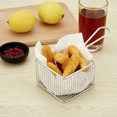 

Square Fried Filter French Fries Chicken Wings Snack Stainless Steel Basket