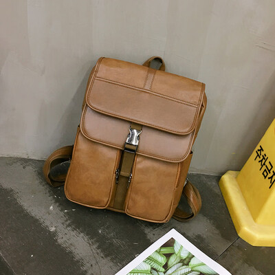 

Shoulder bag male Korean version of the retro tide brand personality casual backpack waterproof ancient pu leather backpack Hong K
