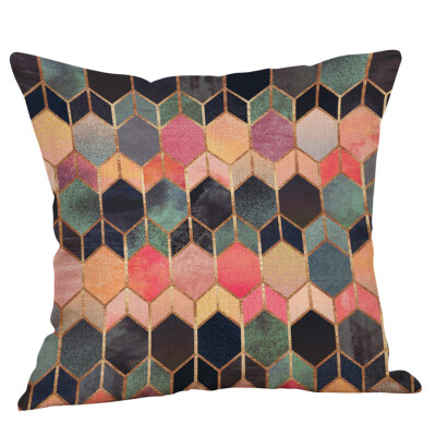 

〖Follure〗Geometric Printed Cotton Linen Throw Pillow Cases Sofa Cushion Cover Home Decor