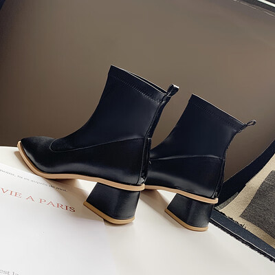 

Square head martin boots women fall&winter Joker zipper thick with the British wind retro short tube short boots