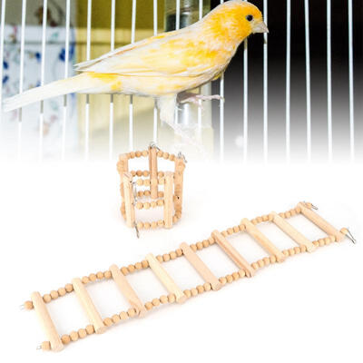 

Greensen Parrot Hamster Pet Climbing Wooden Ladder Funny Toy Rope Decoration