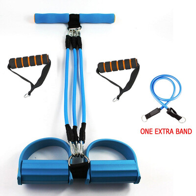 

2 Purposes Unisex Sit-ups Strength Trainer Rally Yoga Resistance Bands 4 Tube Pedal Puller Arm Abdomen Expander Strength Trainer