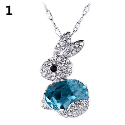 

Women Fashion Delicate Rhinestone Little Rabbit Pendant Sweater Necklace Jewelry