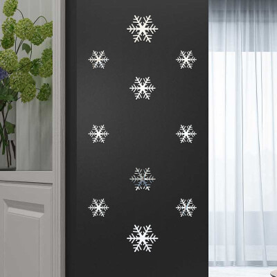 

〖Follure〗Gold Silver Snowflake Christmas Wall Sticker Home Decoration Mirror Sticker