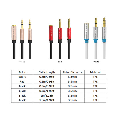 

VENTION 35mm Audio Extension Cable 35 Jack AUX Female to Dual Male Earphone for Phone Headphone Speaker Tablet PC 03m Red