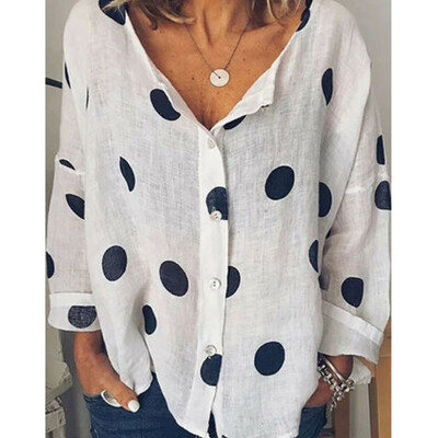 

Women Summer Cotton linen V Neck Top Blouse Loose Baggy Tops T Shirts Plus Size