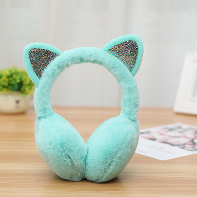 

Women Girl Cat Ear Muffs Earlap Sequin Earmuffs Winter Ear Warmer Earmuffs