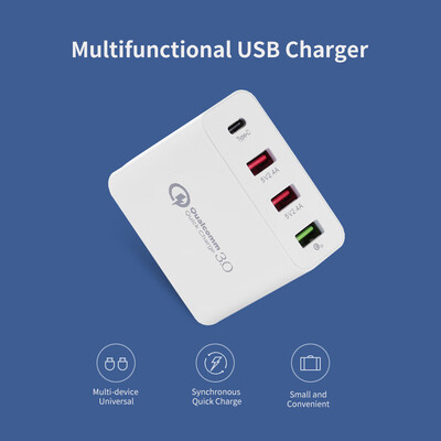 

Fast Charge 4 Ports USB Phone Computer iPad Charger Type-C Port Universal Double Holes QC30 USB Charger UK Plug