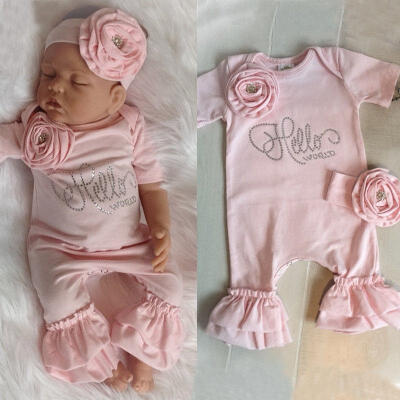 

Newborn Kid Baby Girls Flower Romper Bodysuit Jumpsuit Headband Outfits Clothes