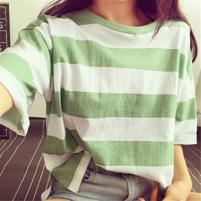 

Nomeni Fashion Womens Short Sleeve Vest Stripes Print Tank Top Blouse