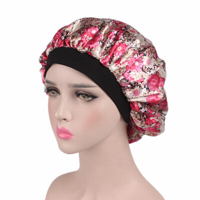 

〖Follure〗Soft Silk Hair Bonnet with Wide Band Comfortable Night Sleep Hat Hair Loss Cap