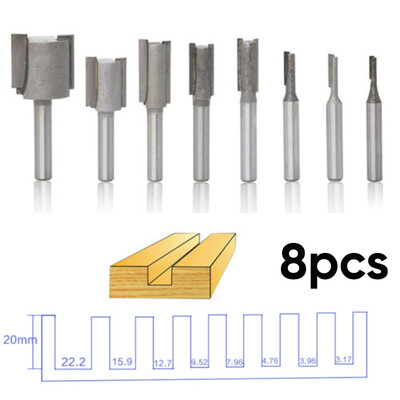 

8pcsSet 14inch Shank Straight Router Bit Carbide Woodworking Milling Cutter
