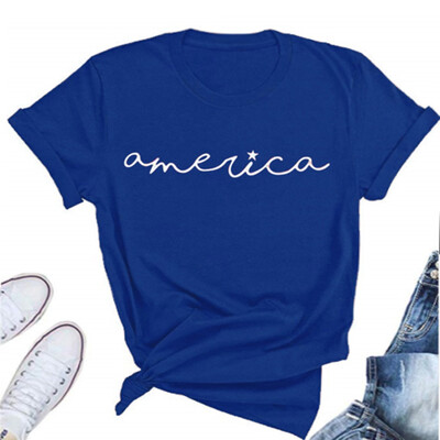 

Starmoon Womens Casual Short Sleeve Letter Round Neck Printed T shirts Blouse Tops