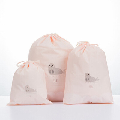 

3PCS Cute Cartoon Drawstring Bag Portable Shoes Clothes Drawstring Storage Bag Set
