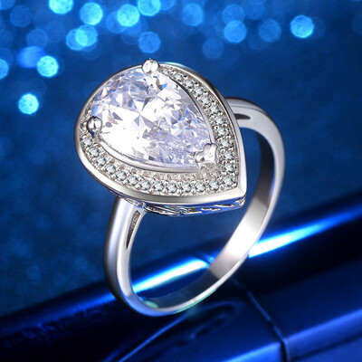 

2019 Hot AAA Zircon Crystal Drop Pear Shape Wedding Rings