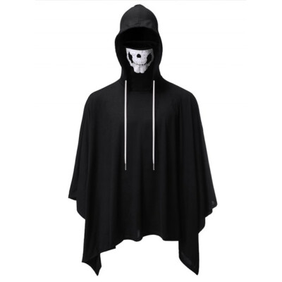 

Toponeto Mens Fashion New Style Skull Mask Cloak Large Size Novelty Pure Color Blouse