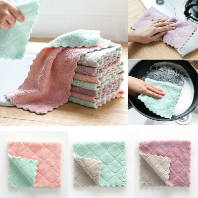 

Kitchen Soft Coral fleece Dish Cloth Tea Towel Kitchen Cleaning Cloth 27x15cm