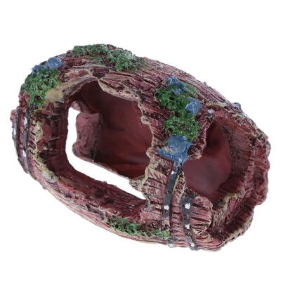 

Artificial Broken Barrel Cave Aquarium Fish Tank Ornament Resin Craft Brown