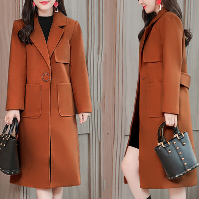 

Tailored Womens Winter Lapel Button Long Trench Coat Jacket Ladies Overcoat Outwear