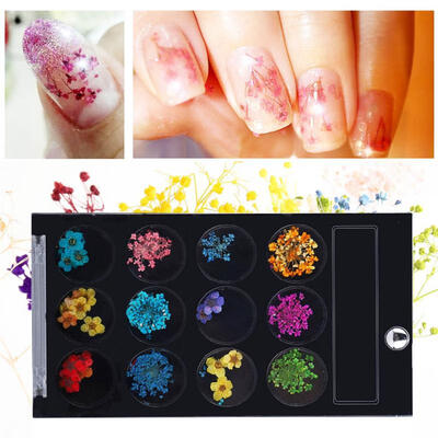 

Greensen 12 Colors Dried Flower for 3D UV Gel Tips Nail Art Decor DIY Manicure Tool