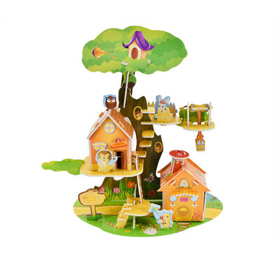 

Gotoamei 3D DIY Puzzle Castle Model Cartoon House Assembling Paper Toy Kid Early Learning
