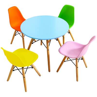 

5 Piece Kids Colorful Set with 4 Armless Chairs