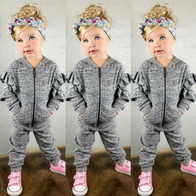 

Kids Baby Girls Ruffle Hooded Tops Pants Leggings Autumn Winter Outfits Clothes