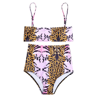 

Spaghetti Strap Padded Print High Waist Women Bikini Set