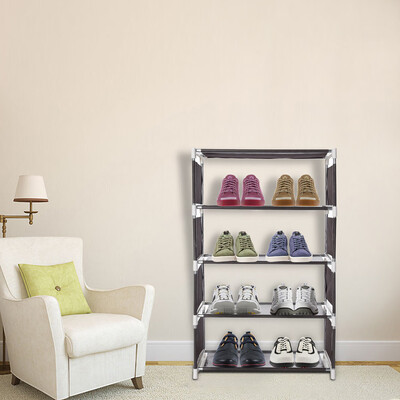 

Siaonvr 5-Tier Shoe Rack Dustproof Non-Woven Storage Shelf Multifunctional Organizer